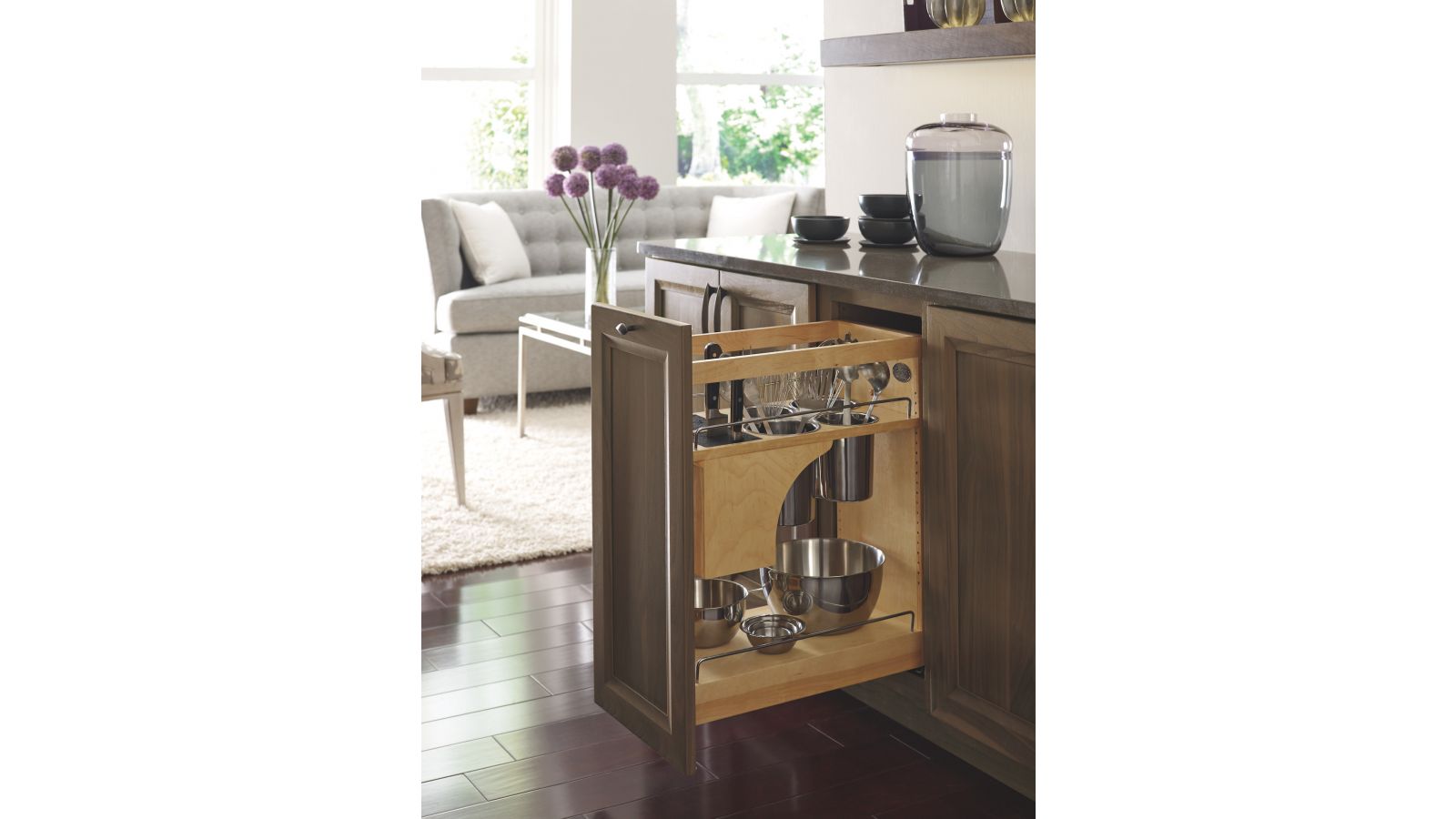 Omega Cabinetry Base Utensil Pullout with Self-Healing Knife Block